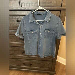 Blue Soft Denim Short Sleeve Shirt